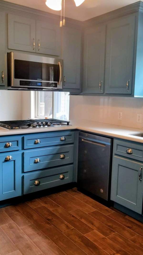 Custom Blue Beaded Shaker Kitchen Cabinets Little Rock