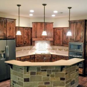 Knotty alder kitchen cabinets handcrafted in Little Rock Arkansas