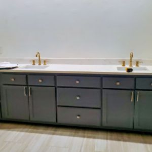 Custom double vanity bathroom cabinet handcrafted in Little Rock Arkansas