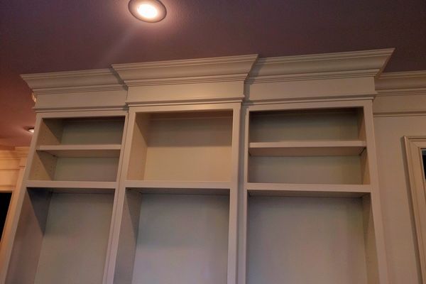 Built-in bookcase area before renovation in Little Rock home